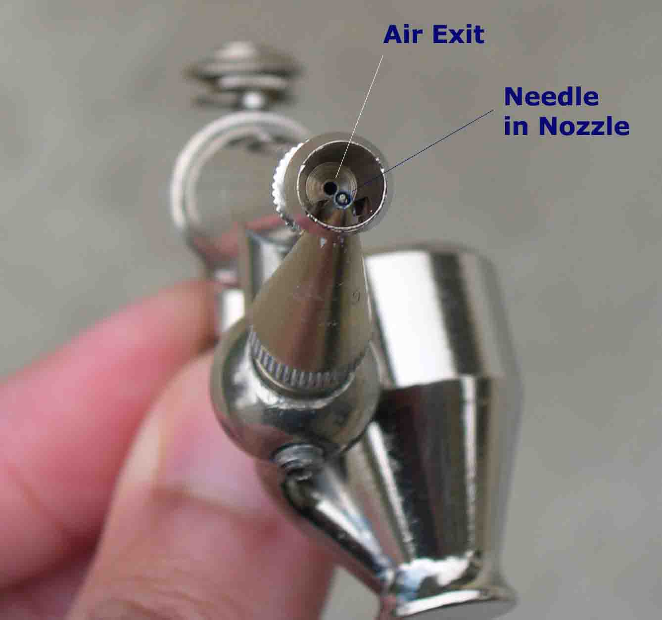 nozzle of single action external mix airbrush